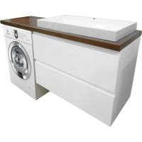 Тумба с раковиной Эстет Malibu Luxe 155 R подвесная Белая Темное дерево арт-ФР-00007114 — фото 1, Тумбы с раковиной