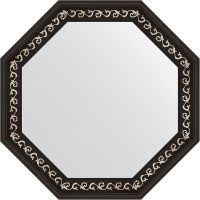 Зеркало Evoform Octagon 75х75 в багетной раме - Черный ардеко 81 мм арт-BY 3768 — фото 1, Зеркала в ванную комнату