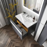 Тумба под раковину Бриклаер Берлин 80 подвесная Оникс серый арт-4627125416156 — фото 3, Тумбы под раковину