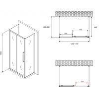 Душевой уголок Abber Schwarzer Diamant 130x50 профиль Хром стекло матовое арт-AG30130MH-S50M-S50M — фото 5, Прямоугольные душевые уголки