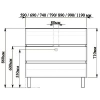 Тумба с раковиной SanVit Кубэ-3 60 Белая глянцевая арт-kkube3060w — фото 9, Тумбы с раковиной