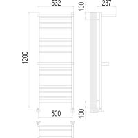 Водяной полотенцесушитель Terminus Аврора П22 500х1200 с полкой Хром, нижнее подключение, G 1/2" ВР, с угловым соединением арт-4670078529244 — фото 4, Водяные полотенцесушители