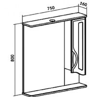 Зеркало со шкафом Runo Толедо 75 R с подсветкой Белое арт-00000001041 — фото 6, Зеркальные шкафы в ванную