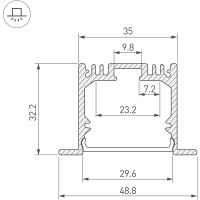 Профиль алюминиевый Arlight встраиваемый с экраном Серебристый арт-020469 — фото 4, Профили для светодиодных лент