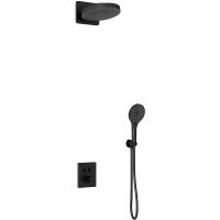 Душевая система Vincea Inspire с термостатом Черная матовая арт-VSFW-3I21T1MB — фото 1, Встраиваемые душевые комплекты