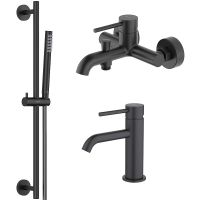 Комплект смесителей Aquatek Европа Черный матовый арт-AQ1330MB — фото 1, Готовые комплекты для ванной комнаты