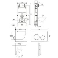 Комплект унитаза с инсталляцией Agger с сиденьем Микролифт и Черной матовой клавишей смыва арт-ATI03144+APB144 — фото 10, Комплекты унитаз + инсталляция