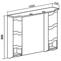 Зеркало со шкафом Runo Стиль 105 с подсветкой Белое арт-00000001119 — фото 4, Зеркальные шкафы в ванную