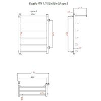 Водяной полотенцесушитель Тругор Браво 1 П ПМ R 80x40 с полкой Хром арт-Браво1/ПМ508040Пправ — фото 2, Водяные полотенцесушители