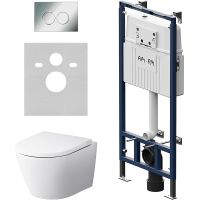 Комплект унитаза с инсталляцией AM.PM Sense FlashClean с сиденьем Микролифт и клавишей смыва Хром глянцевый арт-IS100151.741701 — фото 1, Комплекты унитаз + инсталляция