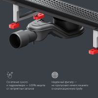 Душевой лоток AM.PM MasterFlow 80 с Черной матовой решеткой Cut Gradient арт-W01SC-P11-080-01BM — фото 14, Душевые лотки