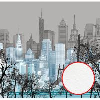 Фреска Ortograf Небоскребы 33190 Фактура бархат FX Флизелин (2,8*2,7) Серый/Голубой, Город арт-33190 (бархат FX) — фото 1, Фрески