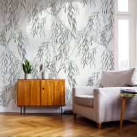 Обои Solo Willow Винил на флизелине (1,06*10) Серый/Серебряный, Листья арт-E201701 — фото 4, Обои для стен