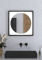 Зеркало Defesto Eclipce 60х60 с подсветкой 12W-4500К/в багетной раме/Без выключателя/Нейтральный белый свет/Черная рама арт-DF 2221 — фото 2, Зеркала в ванную комнату