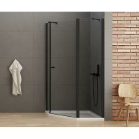 Душевой уголок New Trendy New Soleo Black 100х80 R профиль Черный стекло прозрачное арт-K-0615 — фото 2, Душевые уголки трапеция