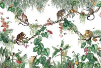 Фреска Ortograf Miracle 33857 Фактура флок FLK Флизелин (4*2,7) Белый/Разноцветный, Листья/Животные арт-33857 (флок FLK) — фото 2, Фрески