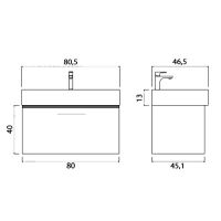 Тумба под раковину Creto Milano 80 подвесная Charleston арт-5-1377CH — фото 4, Тумбы под раковину