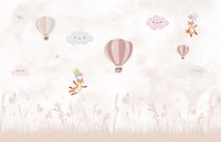 Фреска детская Ortograf Сказочная страна 34223 Фактура бархат FX Флизелин (4,2*2,7) Розовый, Воздушные шары/Животные/Облака арт-34223 (бархат FX) — фото 2, Фрески