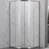 Душевой уголок Veconi Rovigo RV-202 80х80 профиль Хром стекло прозрачное арт-RV202-80-01-C6 — фото 2, Душевые уголки четверть круга