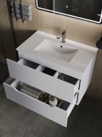 Тумба с раковиной Orange Line 80 подвесная Белая матовая арт-Li-80Tuw+Ra — фото 3, Тумбы с раковиной