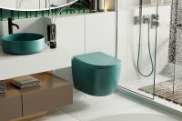 Унитаз Abber Bequem подвесной Темно-зеленый матовый с сиденьем Микролифт арт-AC1101MBG — фото 7, Подвесные унитазы