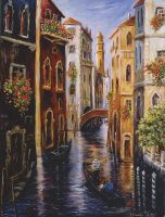 Фреска Ortograf Венеция 7606 Фактура бархат FX Флизелин (2,05*2,7) Оранжевый/Синий, Город арт-7606 (бархат FX) — фото 2, Фрески