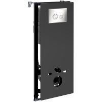 Инсталляция WasserKRAFT Abens для унитаза Черное стекло с клавишей смыва Никель арт-20TLT.010.ME.BL.BN01 — фото 2, Инсталляции для унитазов