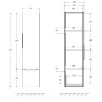 Шкаф пенал Cezares Premium 35 подвесной Bianco opaco арт-55501 — фото 9, Пеналы для ванной комнаты