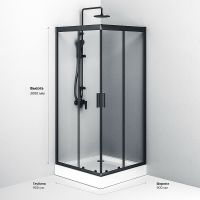 Душевой уголок AM.PM Gem 90х90 профиль Черный матовый стекло прозрачное арт-W90G-403-090BT — фото 11, Квадратные душевые уголки