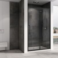 Душевая дверь Abber Schwarzer Diamant 110 профиль Черный стекло прозрачное арт-AG30110BH — фото 2, Раздвижные душевые двери