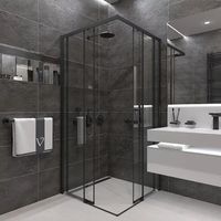 Душевой уголок Veconi Rovigo RV-47B 80x80 профиль Черный матовый стекло прозрачное арт-RV47B-80-01-C4 — фото 3, Квадратные душевые уголки