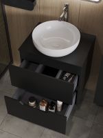 Тумба с раковиной Orange Line 60 подвесная Черная матовая арт-Li-60TubMDF+B07-420W — фото 4, Тумбы с раковиной