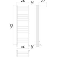 Водяной полотенцесушитель Terminus Аврора П20 400x1000 с полкой Хром, нижнее подключение, G 1/2" ВР, с угловым соединением арт-4670078529435 — фото 4, Водяные полотенцесушители