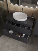 Тумба с раковиной Orange Line 100 подвесная Графит матовый арт-Li-100TugMDF+B05-520W — фото 4, Тумбы с раковиной