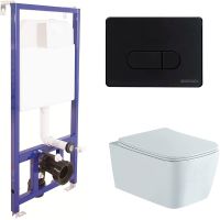 Комплект унитаза Aquatek Либра New AQ1148N-00 с инсталляцией Berges Novum D5 040235 с сиденьем Микролифт и Черной матовой клавишей смыва арт-AQ1148N-00+040235 — фото 1, Комплекты унитаз + инсталляция