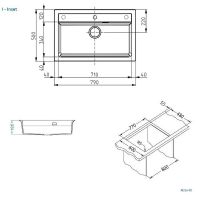 Кухонная мойка Alveus Granital Atrox 40 Beige G55 790x500 Бежевая арт-1140445 — фото 7, Кухонные мойки
