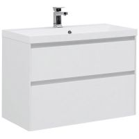 Тумба под раковину Aquanet Гласс 90 подвесной Белая арт-196960 — фото 1, Тумбы под раковину