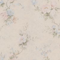 Обои Zambaiti Parati Satin Flowers IV Винил на флизелине (0,53*10,05) Бежевый/Розовый/Голубой, Цветы арт-Z66861 — фото 1, Обои для стен