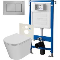 Комплект унитаза с инсталляцией Point Виктория с сиденьем Микролифт и клавишей смыва Хром арт-PN48073C — фото 1, Комплекты унитаз + инсталляция