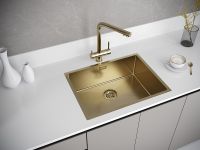 Кухонная мойка Paulmark Next 58 Uni Брашированное золото арт-PM215844-BG — фото 3, Кухонные мойки