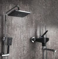 Душевая система Frap H57 Черная матовая Хром арт-F2457 — фото 8, Душевые стойки