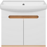 Тумба с раковиной Misty Сканди 60 подвесная Белый Дуб крафт золотой Антрацит арт-УТ000023184 — фото 2, Тумбы с раковиной