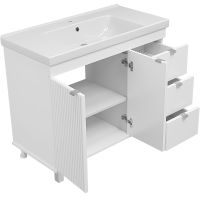 Тумба с раковиной Misty Аврора 100 Белая матовая арт-УТ000024195 — фото 5, Тумбы с раковиной