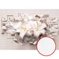 Фреска Ortograf 3D 33208 Фактура бархат FX Флизелин (3,9*2,7) Белый/Розовый, Кирпич/Цветы/Абстракция арт-33208 (бархат FX) — фото 1, Фрески