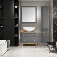 Шкаф пенал ASB-Woodline Каталина 35 Grey Серый арт-12105 — фото 5, Пеналы для ванной комнаты