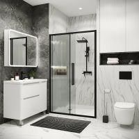 Душевая дверь Grossman Cosmo 130 профиль Черный матовый стекло шиншилла арт-100.K33.02.130.21.02 — фото 4, Раздвижные душевые двери