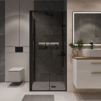 Душевой уголок Niagara Nova 90х80 профиль Черный матовый стекло тонированное арт-NG-85-9TB-TB80-34 — фото 3, Прямоугольные душевые уголки