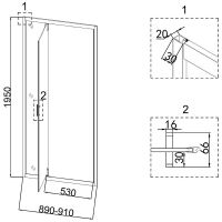 Душевая дверь Niagara Nova 90 профиль Холодное золото стекло прозрачное арт-NG-43-9AG — фото 8, Распашные душевые двери