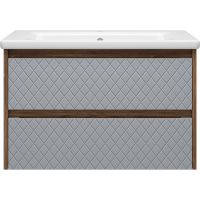 Тумба с раковиной Brevita Chester 80 подвесная Серая матовая Дуб Чарльстон темно-коричневый арт-УТ000022881 — фото 2, Тумбы с раковиной