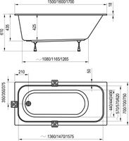 Акриловая ванна Ravak Chrome Slim 150x70 без гидромассажа арт-C721300000 — фото 5, Акриловые ванны